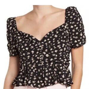 Astr Black Floral Blouse